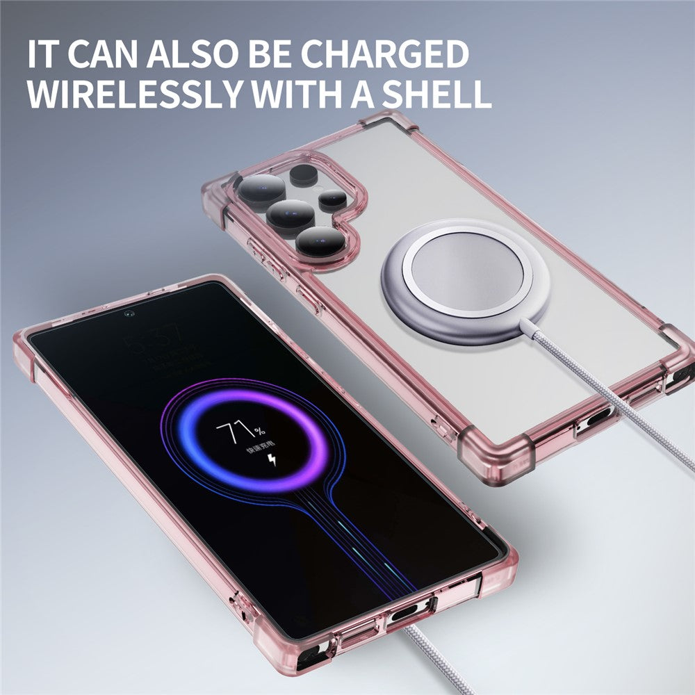 Samsung Galaxy S25 Ultra Clear TPU + Acrylic Case with Reinforced Corners - Transparent Pink