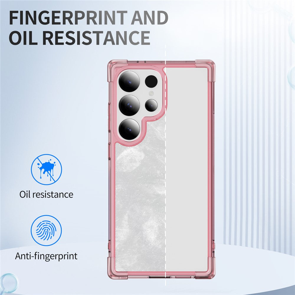 Samsung Galaxy S25 Ultra Clear TPU + Acrylic Case with Reinforced Corners - Transparent Pink