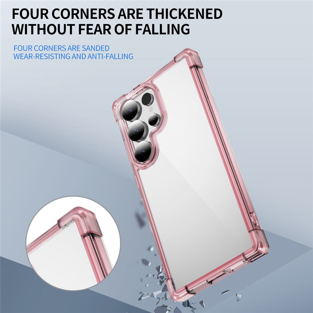 Samsung Galaxy S25 Ultra Clear TPU + Acrylic Case with Reinforced Corners - Transparent Pink