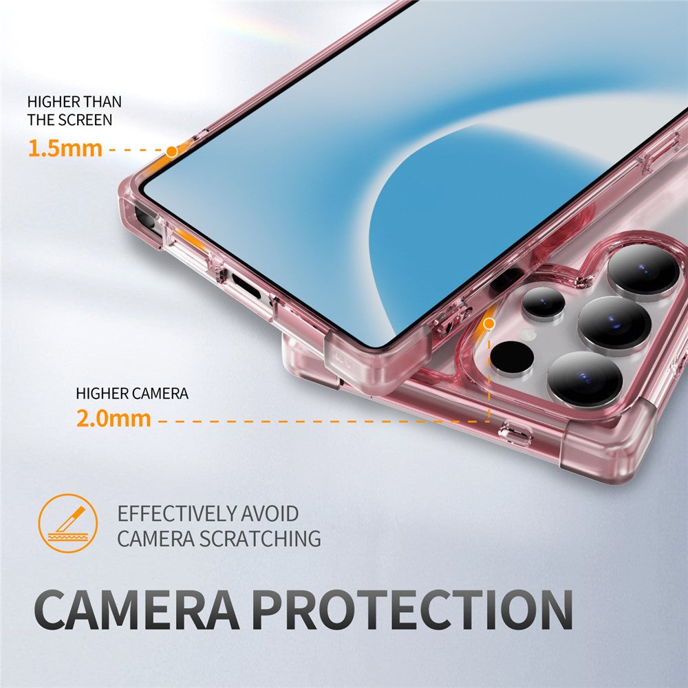 Samsung Galaxy S25 Ultra Clear TPU + Acrylic Case with Reinforced Corners - Transparent Pink