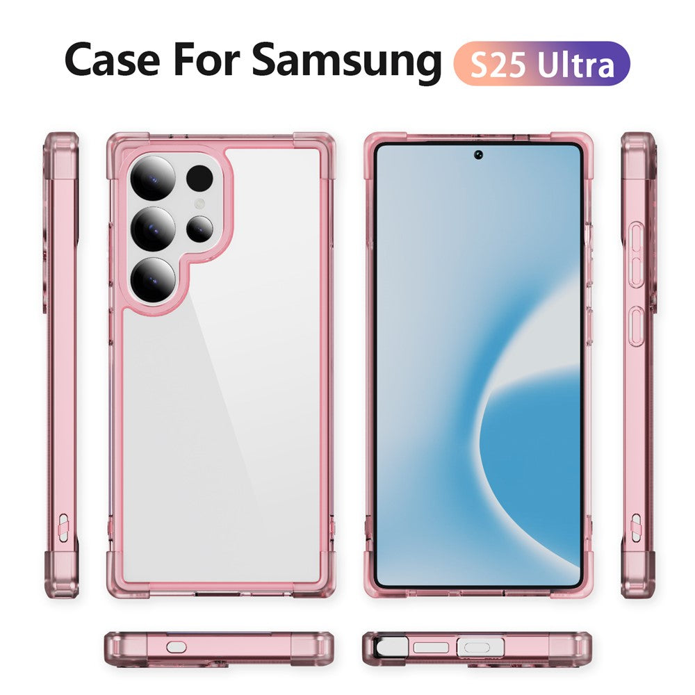 Samsung Galaxy S25 Ultra Clear TPU + Acrylic Case with Reinforced Corners - Transparent Pink