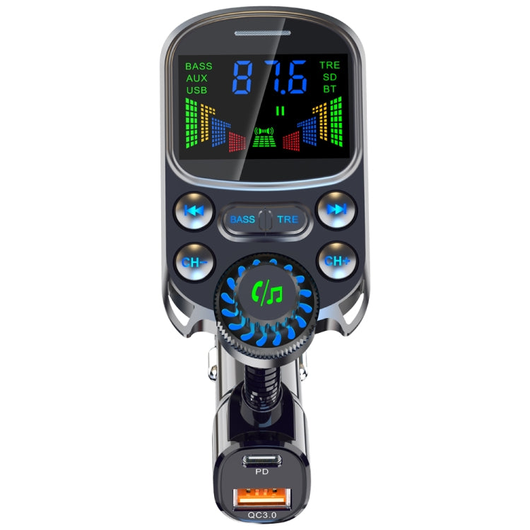 BC86 Colorful Screen Car Bluetooth 5.3 FM Transmitter MP3 Player, BC86