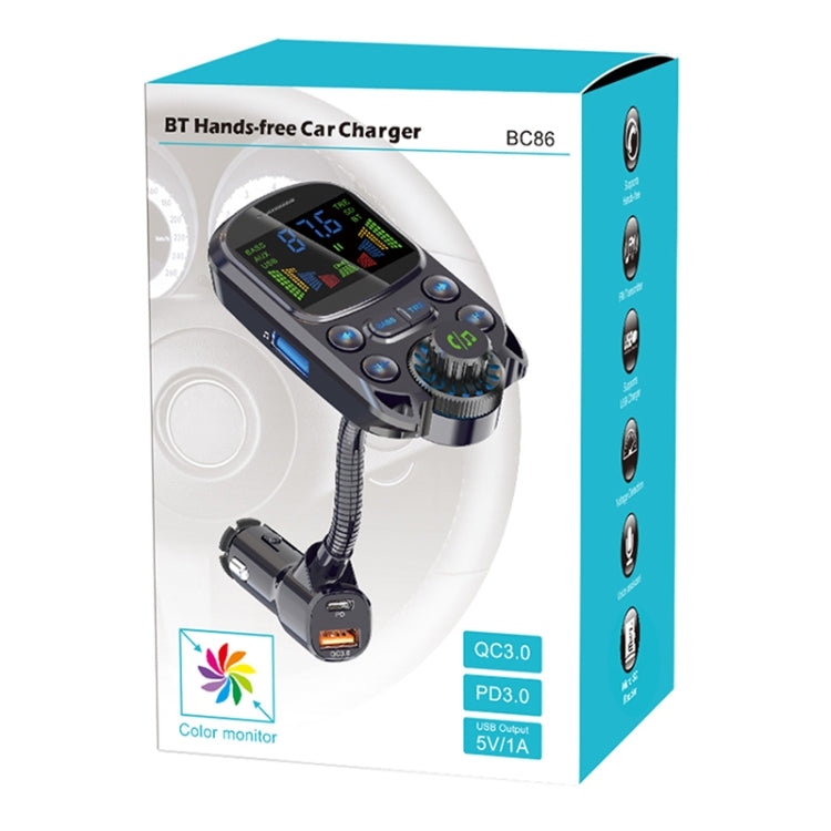 BC86 Colorful Screen Car Bluetooth 5.3 FM Transmitter MP3 Player, BC86