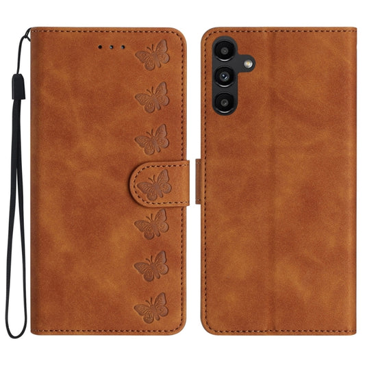 Seven Butterflies Embossed Leather Phone Case, For Samsung Galaxy A13 5G, For Samsung Galaxy A14 5G, For Samsung Galaxy A20 / A30, For Samsung Galaxy S24 5G, For Samsung Galaxy A05s, For Samsung Galaxy A20e, For Samsung Galaxy A20s                     ...