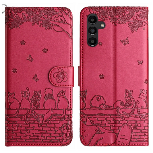Cat Embossing Pattern Leather Phone Case with Lanyard, For Samsung Galaxy A15 5G, For Samsung Galaxy S24 Ultra, For Samsung Galaxy A24, For Samsung Galaxy A55, For Samsung Galaxy A14, For Samsung Galaxy S24+, For Samsung Galaxy S24, For Samsung Galaxy ...